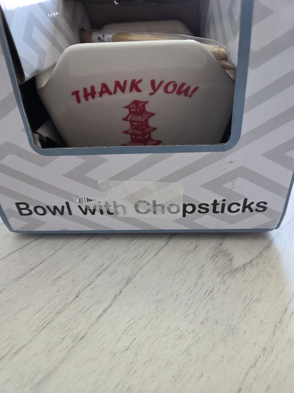 Urban Tokyo Chinese Takeout Box Style Porcelain Bowl with Chopsticks